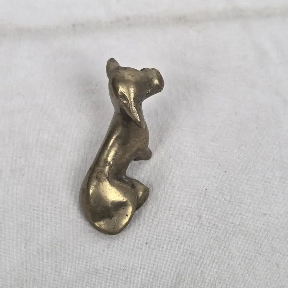 Vintage Miniature Brass Dachshund Figurine Cast Metal Weiner Dog Puppy Mini